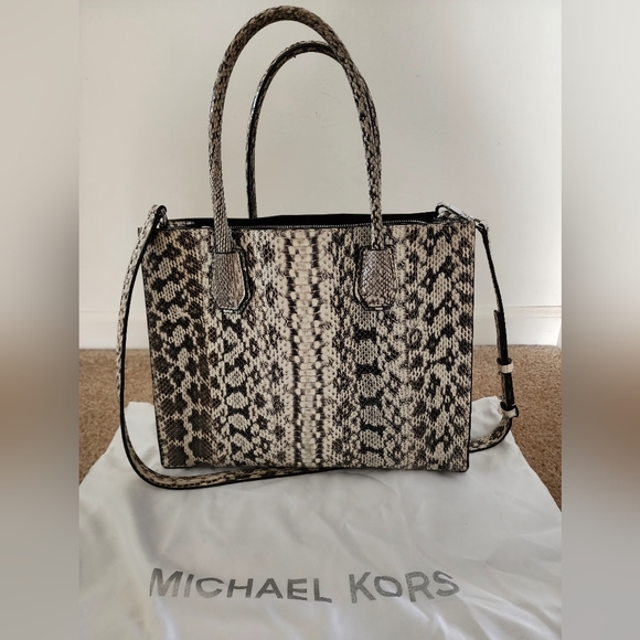 Michael Kors large snakeskin Mercer satchel - Picture 1 of 6